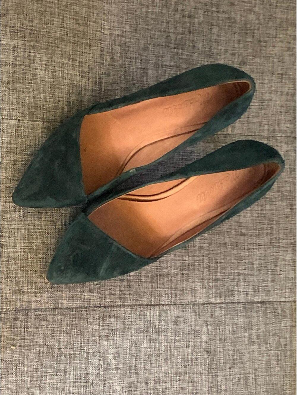 Green Heels Size 8 Beautiful Madewell suede heels - Picture 1 of 9